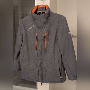 Sunice Youth Ski Snowboard Grey Jacket with Bright Orange Details